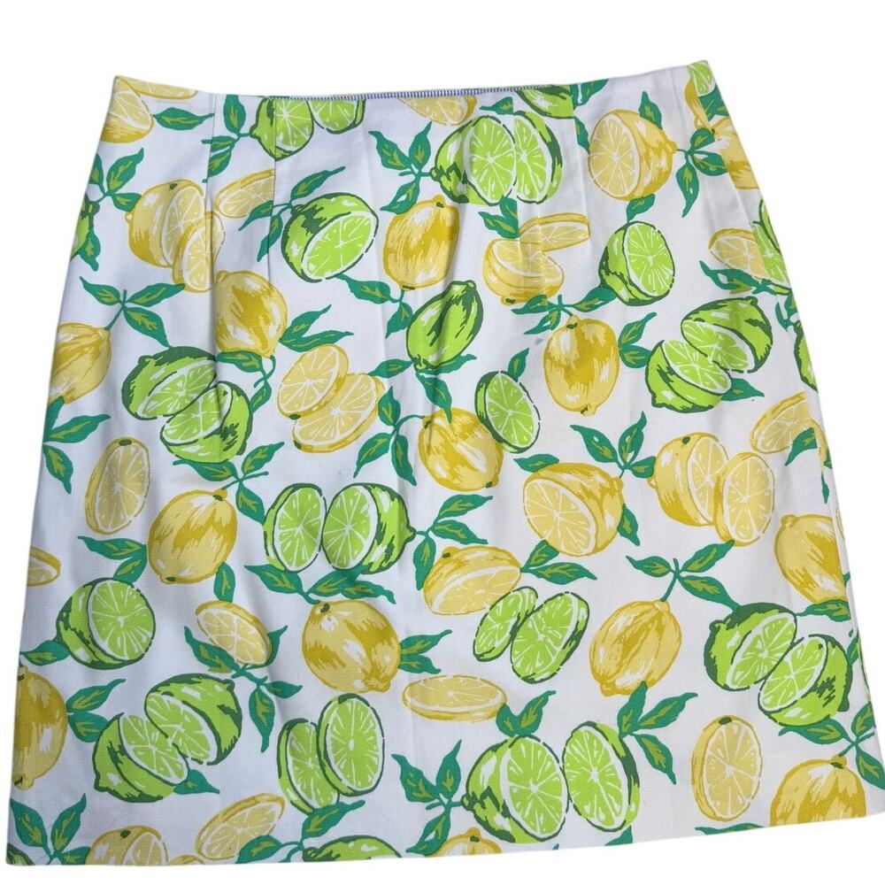 Talbots Lemon Lime Print A-Line Skirt Womens 6 NWT Cotton Stretch Summer Coastal - Picture 3 of 11